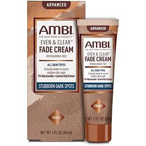 Ambi Even & Clear Advanced Fade Cream, Hydroquinone-free, Hyperpigmentation Treatment, Stubborn Dark Spot Corrector, Results In As Little As 2-3 Weeks, Niacinamide, Licorice Root Extract, PHA, 1 Fl Oz