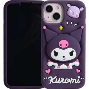 Cartoon Case for iPhone 15 Plus / 14 Plus 6.7", Fashion Cute 3D Cute Kitty Kawaii Soft Silicone Animal tective Gel Shockof Gel Back Cover for Kids Women Girls Boys (Kurom)