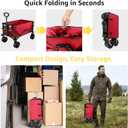 Wine Red Collapsible Wagon with Wheels, Portable Wagons Carts Foldable, Folding Wagon Cart for Groceries, Sports Garden Shopping Utility Wagon