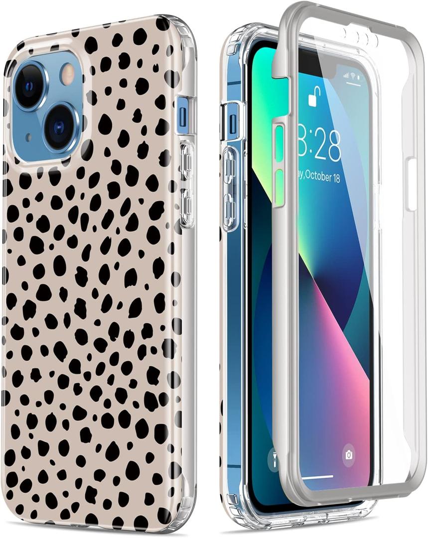 Esdot for iPhone 13 Case with Built-in Screen Protector,Military Grade Rugged Cover with Fashionable Designs for Women Girls,Protective Phone Case 6.1" Elegant Cheetah