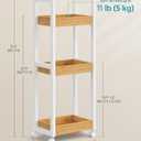 SONGMICS Bamboo Rolling Cart, 3-Tier Utility Cart on Wheels, Slim Narrow Storage Shelf, Bamboo Shelves, Space-Saving, Multifunctional, for Bathroom, Kitchen, White and Natural UBCB083N02