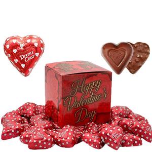 Fruidles Valentine's Milk Chocolate Hearts, Half-Pound, Double Crisps Milk Creamy Chocolaty, Holiday Treats, Individually Wrapped Foils, Kosher Certified Dairy