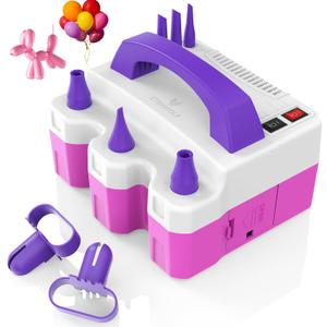 ETENWOLF Electric Balloon Pump for All Balloons 110V 600W Balloon Blower for Party Metalic Latex 260q Foil Balloons, Balloon Inflator for Birthday Decorations (Purple)