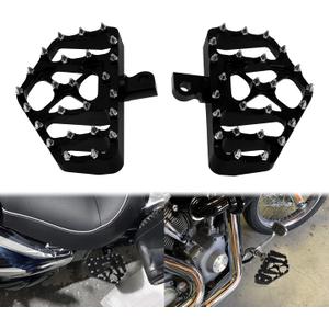 Motorcycle MX Wide Offroad Foot Pegs CNC Passenger Footboards Rear Floorboards Fit For Harley Touring Road King Road Glide Electra Glide Street Glide Sportster Dyna (Black)