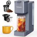 Tastyle Single Serve Hot & Iced Coffee Maker with Strong Brew, 40oz Removable Reservoir, 6 Brew Sizes, Compatible with K Cup and Grounds, Compact for Home, Office, RV and Dorm, Gray (2.0 Version)