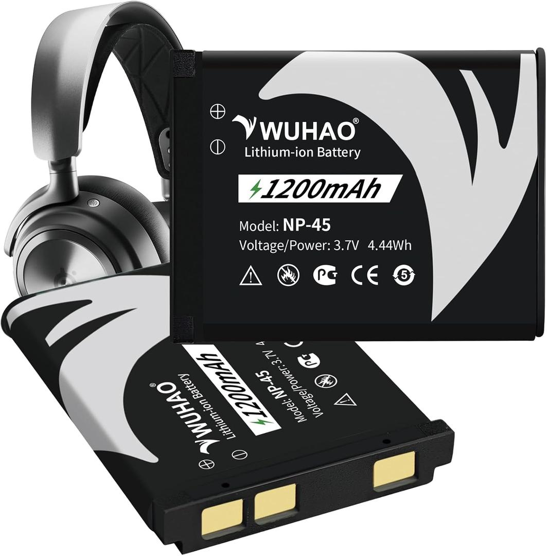 WUHAO 2-Pack for Arctis Nova Pro Wireless Battery NP-45 Battery [Upgraded 1200mAh] for Steelseries Arctis Nova Pro Wireless Headset for Xbox for PlayStation 3.7V