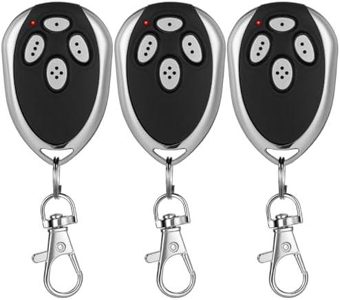 Kingdder 3 Pcs 4 Channels Gate Opener Remote Compatible with Aleko LM123 433.92mhz Garage Door Remote Control Transmitter with Keychain for a Variety of Doors, Easy Programming