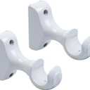 T Tulead 2PCS Curtain Rod Bracket White Drapery Curtain Single Bracket Wooden Rod Brackets Curtain Rod Holder