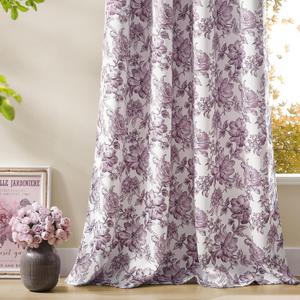 Purple Floral Curtains 72 Inches Long 2 Panels for Bedroom Girls Room Grommet Room Darkening Curtains Thermal Insulated Noise Reduction Romantic Lavender Flower Patterned Drapes Garden Nursery, 52x72