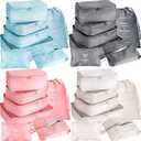 Reginary 28 Pcs Packing Cubes for Travel, 4 Sets Luggage Organizer Bags Foldable Suitcase Organizers for Vacation Cruise(Light Color)