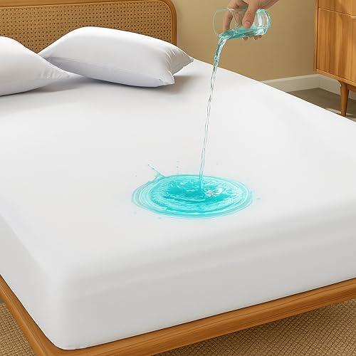 Full Size Waterproof Mattress Protector - Noiseless, Breathable, Machine Washable Fitted Mattress Cover with Deep Pocket up to 15”