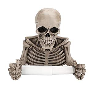 OwnMy Black Skull Toilet Paper Holder Wall Mount Toilet Tissue Roll Paper Storage Holder, Bathroom Resin Skeleton Tissue Shelf Rack Roll Holder for Halloween Ghost Festival Wall Decors