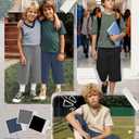 3 Pack Boys' Capri Pants | Wide Leg, Casual, Drawstring Capri Sweatpants, Basic, Athletic Cropped Pants, with Pockets