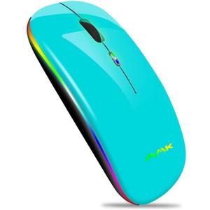 Wireless Bluetooth Mouse for Laptop, Rechargeable Mouse 2.4G USB Optical Wireless Mouse, LED Slim Dual Mode(Bluetooth 5.0 and 2.4G) Wireless for Laptop, PC, Mac OS, Android, Windows (Seafoam)