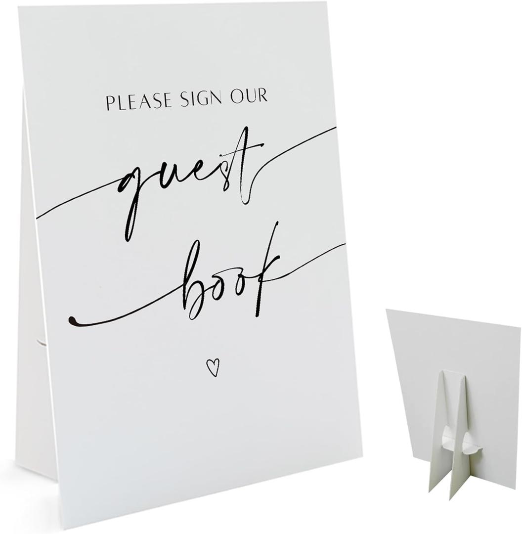 Plese Sign Our Guest Book Sign(8 x 11 Inch Table Sign with Holder) Wedding Shower Bridal Shower or Baby Shower Favors for Guests-WEEDS03