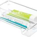 mDesign Plastic Toothbrush Holder, Storage Organizer Bin for Bathroom Vanity, Drawer, Cabinet, Closet - Holds Electric Spin Toothbrush, Toothpaste, Dental Floss Picks, Teeth Whitening Strips - Clear