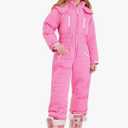 Haloumoning Kids Snow Suit Girls Hooded Waterproof Insulated One Piece Ski Suit, 140