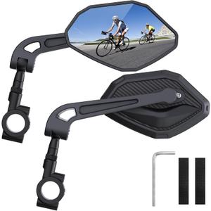 Adjustable Handlebar Bike Mirror- Anti-Slip Pads & Installation Wrench, 360° Rotatable HD Shatterproof Glass Electric Bike Mirrors, Fit for Mountain/E-Bikes/Road Bikes (1 Pair)