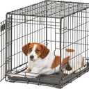 MidWest Homes for Pets Small LifeStages Single Door 24-Inch Folding Dog Crate, Enhanced Security, Includes Leak-Proof Pan, Divider Panel, Handle, Rubber Feet (Black)