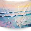 WAITPI Coastal Ocean Beach Hanging Wall Tapestry for Bedroom, Summer Coastal Surfing Ocean Beachy Wall Hanging Decor Tapestry for Home Living Room Beach House Surf Room, 50x60in