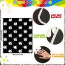 3.3x4 ft Daisy Flower Classroom Rug Daisies on Black Play Carpet Educational Area Rug Daisies Black Play Mat Non-Slip Flower Floor Mat for Teaching Playroom Nursery Daycare Bedroom Home Decor