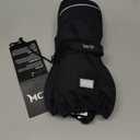 MCTi Kids Mittens Waterproof Winter Ski Warm Sherpa Lined Long Cuff with String (Black, Small(Fits 12-16 Years))