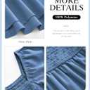 MASCOMODA Womens Summer Casual Midi Dress Square Neck Ruffle Short Sleeve Smocked High Waist A Line Wedding Guest Dresses (S)