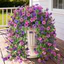 Artificial Hanging Flowers for Outdoors, 2 Pcs Fake Hanging Plants Spring Summer Decor, UV Resistant No Fade Faux Silk Daisy Flower for Planters Front Door Porch Patio Yard Garden(Double Purple)