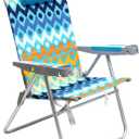 SunnyFeel Tall Beach Chair for Adults with Armrest Cup Holder - Extra Wide 28" 5-Position Reclining Backpack Beach Chair with Pillow,Lightweight Portable Tall Camping Chair for Camp/Sand Travel (Wave)