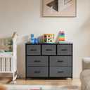 OLIXIS 7 Drawer Fabric Dresser for Bedroom, Clothes Storage Tower, Gray, 11.8"D x 39.4"W x 30.1"H