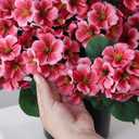 2 Pack Artificial Geranium Flowers Topitary Trees for Outdoors, UV Resistant Geraniums Potted Bushes Look Real Silk Faux Plants for Front Door Garden Porch Planter Farmhouse Home Decor (Peach Red)
