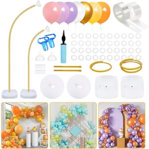 Balloon Arch Kit, 8.2FT & 5FT Free Bending Half Balloon Arch Stand with Base, DIY Gold Half Arch Frame for Birthday Wedding Party Baby Shower Christmas Decorations (Contains 101Pcs Balloons)