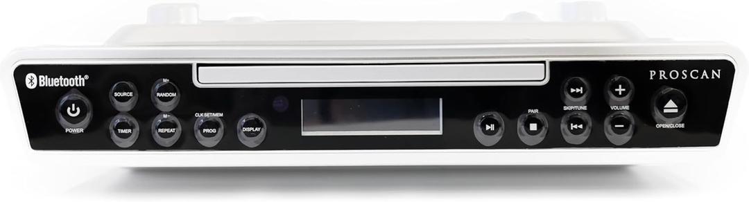 PROSCAN ELITE PKCR2713AMZ Under Counter CD Player with Clock Radio and Bluetooth, Silver