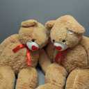 HollyHOME Giant Teddy Bear 4ft Stuffed Animal Large Bear Plush with Red Heart Valentines Anniversary Birthday Gifts for Girlfriend Lover Mom Kids Home Decor 48 inch Tan, Pack Of 2