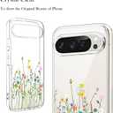 Unov for Pixel 10 Pro XL Case, Clear with Design, Slim Fit Good Grip, Embossed Phone Case, Shockproof Protective Cover, Raised Camera Protection, Soft TPU, Flower Bouquet