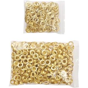 KING PIECES 500pcs Gold Grommets 1/2 Inch (12mm) Washers and Grommets Kit for Grommet Tool, Banner & Posters Metal Grommets Eyelets for Fabric Clothes Leather Belt Punching