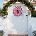 Artificial Geraniums Spring Wreaths for Front Door 17.7 Inch Spring Wreaths Door Wreaths for Outside Outdoor UV Resistant Wreaths Front Door Porch Garden Window Wall Decor Summer Fall All Season