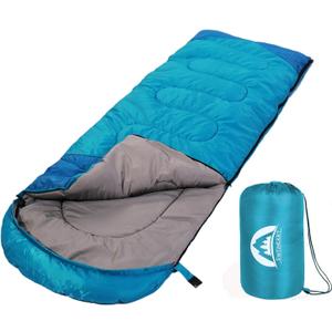 SWTMERRY Sleeping Bag 3 Seasons (Summer, Spring, Fall) Warm & Cool Weather - Lightweight, Waterproof Indoor & Outdoor Use for Kids, Teens & Adults for Hiking and Camping (Single, Blue)