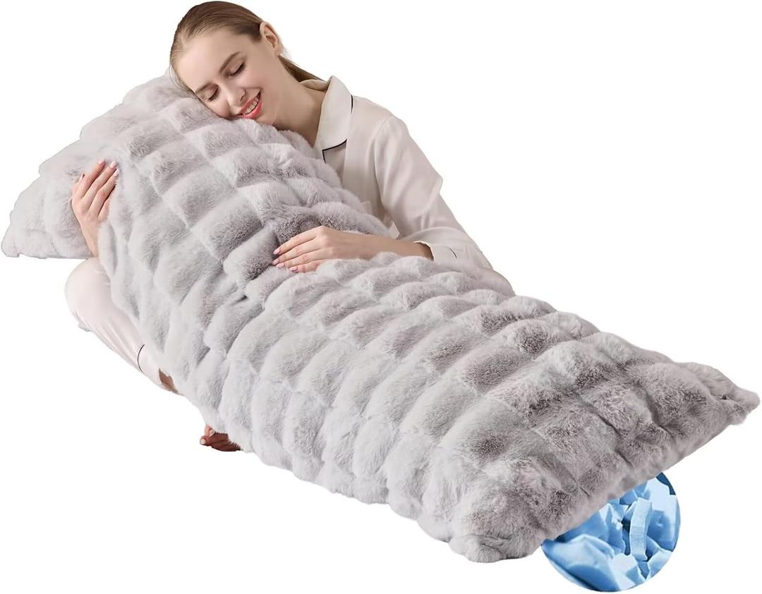 Full Body Pillow 20x54 Inch, Memory Foam Pregnancy Pillow for Side Sleepers, Orthopedic Back Support Maternity Pillow for Women (with Removable Cover)-Grey