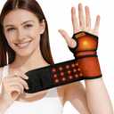 Red Light Therapy for Wrist, Carpal Tunnel Support Device with Heat Vibration, Wrist Massager with 36 LED 660nm/850nm, Cordless Heating Pad Wrap, 3000mAh Rechargeable for Hand Comfort Daily Relaxation (Black)
