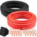 8 Gauge Wire (25ft Each - Red/Black) Copper Clad Aluminum CCA - Primary Automotive Wire,Car Amplifier Power & Ground Cable, 20PCS Lugs Terminal Connectors,20PCS 2:1 Heat Shrink Tubing (50FT)