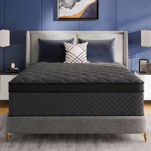 King Mattress, 12 Inch Luxury Hybrid King Size Mattress in a Box, Medium Firm Mattresses with Cooling Gel Memory Foam & Pocket Springs, Double Additional Support, 365-Night Trial