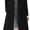 SOMTHRON Women's Trench Coat Shawl Collar Double Breasted Maxi Long Pea Coat Winter Work Jacket Wool Blend Overcoat (Medium, Black)
