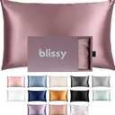 Blissy Silk Pillowcase - 100% Pure Mulberry Silk - 22 Momme 6A High-Grade Fibers - Silk Pillow Cover for Hair & Skin - Regular, Queen & King (Plum, Queen)