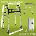 Darza R-Style Narrow Walkers with Storage Bag - Width Height Adjustable Walker, Lightweight Folding Walkers for Seniors Handicapped & Disabled, Up to 350 lbs