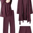 Rnxrbb 4 PCS Nursing Pajamas Gown Set Postpartum Pajama Nightgown Breastfeeding Pj for Hospital Labor Delivery,Deep Purple 2XL