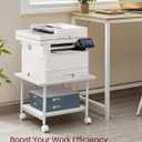 VASAGLE Printer Stand with Locking Wheels, 2-Tier Shelf, Industrial Under Desk Heavy-Duty Mobile Cart for Home Office, White UOPS002W01