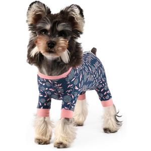 Dog Recovery Suit Female Male Dog Onesie for Surgery, Fit for Small Dog Breed Dog Body Suits After Surgery Dog Surgical Suit Pink/Blue Flower/L