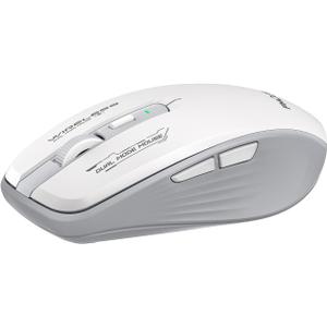 Wireless Mouse (Bluetooth & 2.4GHz USB) with Forward/Backward Side Keys, Silent Click, Ergonomic Portable AA Battery Mice for Laptop/Mac/iPad - Office & Travel Use, White & Grey