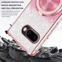 Asuwish Phone Case for Google Pixel 9A Magnetic Cell Cover with Tempered Glass Screen Protector and Bling Glitter Shockproof Stand Hybrid Ring Hard Holder Accessories Pixel9A A9 5G Women Girls Pink